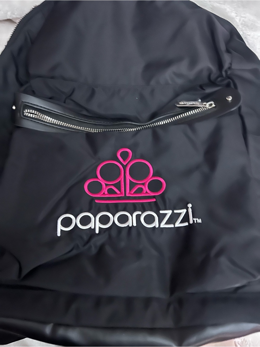 paparazzi Black Backpack with Hot Pink Logo